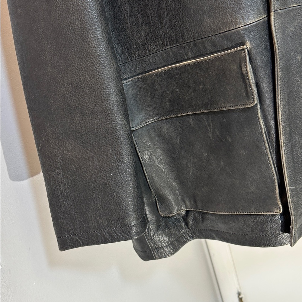 Colebrook Lined Signature Distressed Leather Coat & Scarf XL Like New - Picture 7 of 15